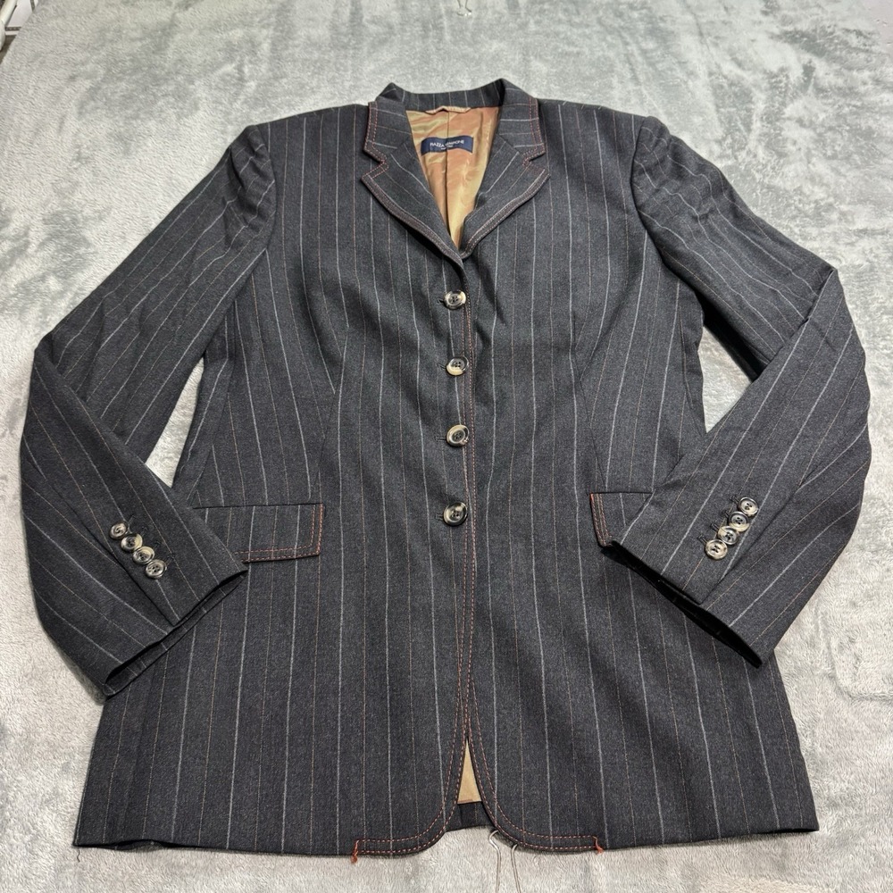 Piazza Sempione Italy Womens Grey Wool Pinstripe Suit Jacket Blazer IT 44 / US 8